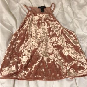 Pink velvet crop tank top